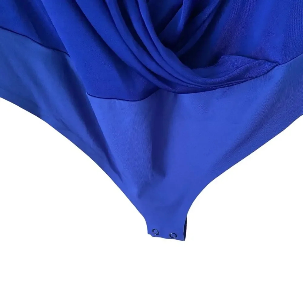 Diane Von Furstenberg Lala Blue Plunge Bodysuit size large